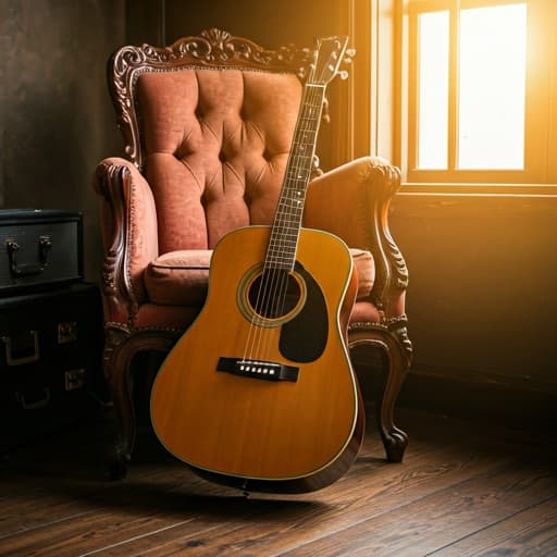 Guitare acoustique dans la salle de musique